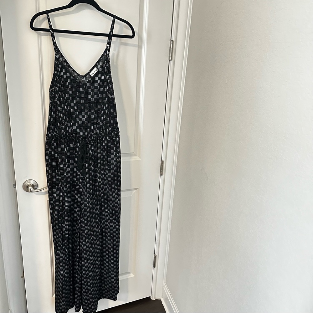 Ava & Viv Black Sleeveless Checkered Printed Jumpsuits